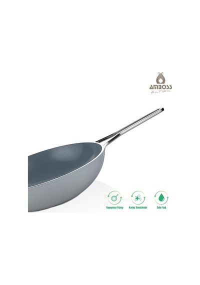 Tr Sera Nova Yanmaz Yapışmaz Seramik Wok Tava 28 Cm Gri Genel