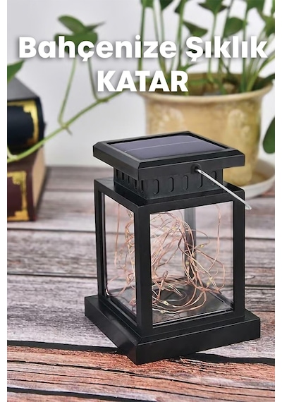 Solar Güneş Enerjili Otomatik Bahçe Lambası Fotoselli Askılı Şerit Ledli Bahçe Aplik Lambası Jf63 Siyah