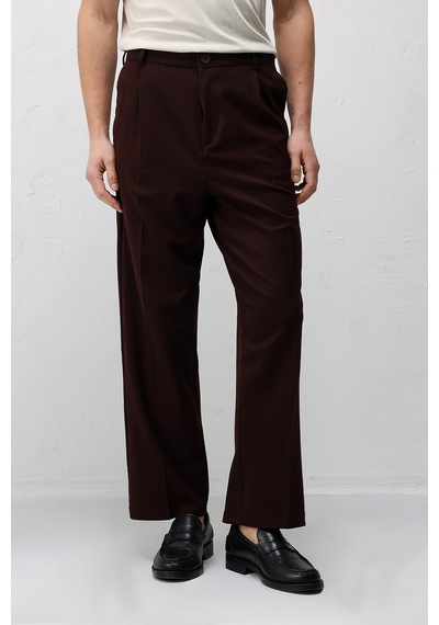 Antioch Pileli Relaxed Fit Erkek Pantolon Bordo