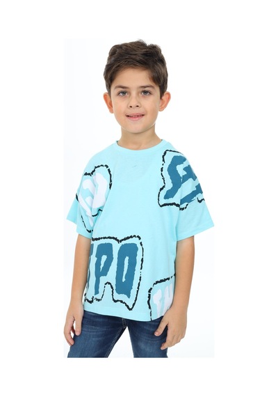 Toontoy Kids Toontoy Erkek Çocuk Stpo Baskılı Tişört Su Yeşili