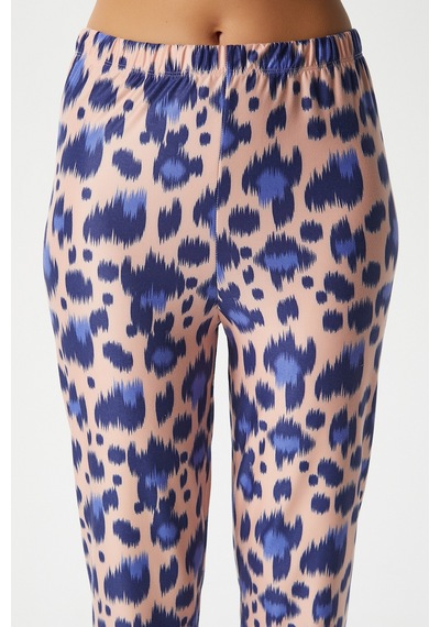 Ritnice Kadın Andra Mavi Leo Desen Ön Düğmeli Kısa Kol Alt Üst Pijama Takımı Mavileopar Ritnice Kadın Andra Mavi Leo Desen Ön Düğmeli Kısa Kol Alt Üst Pijama Takımı Mavileopar