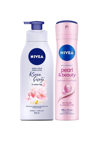Tr Kadın Sprey Deodorant Pearl&beauty 150ml, Kiraz Çiçeği Nemlendirici Vücut Losyonu 400ml