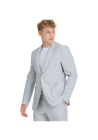 Hatemoğlu Gri Slim Fit Çizgili Mono Yaka Takım Elbise 36322 Gri