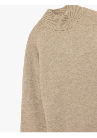 Koton Oversize Uzun Kollu Dik Yaka Triko Kazak Vizon 6wak90167ht Vizon