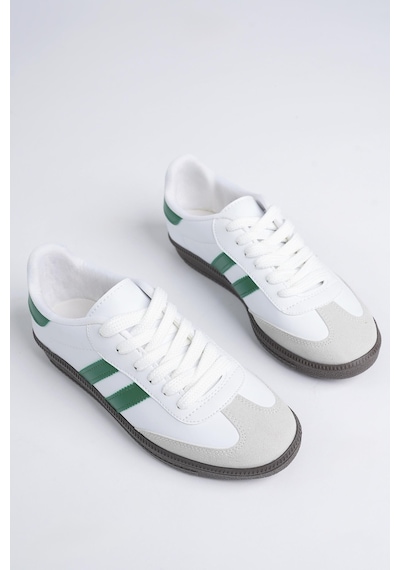 Muggo Gordon Unisex Ortopedik Günlük Garantili Bağcıklı Yürüyüş Koşu Sneaker Spor Ayakkabı Yeşil