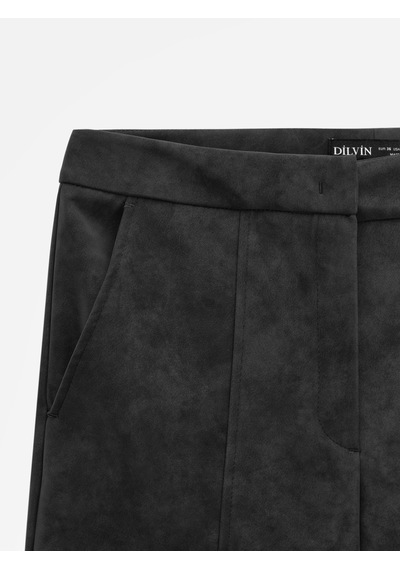 Dilvin 72257 Dikiş Detaylı Süet Pantolon-siyah Siyah