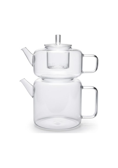 Flat Borosilikat Cam Çaydanlık Takımı 980 Ml Demlik + 1600 Ml Alt Demlik Çelik Süzgeçlü, Isıya Dayanıklı Bo Diğer