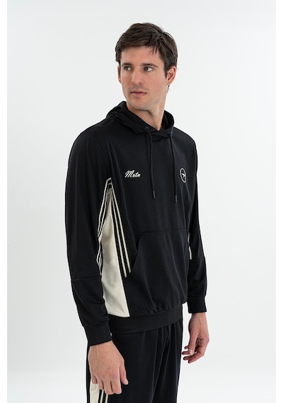 Maraton Boxy Erkek Kapüşonlu Siyah Sweatshirt Siyah