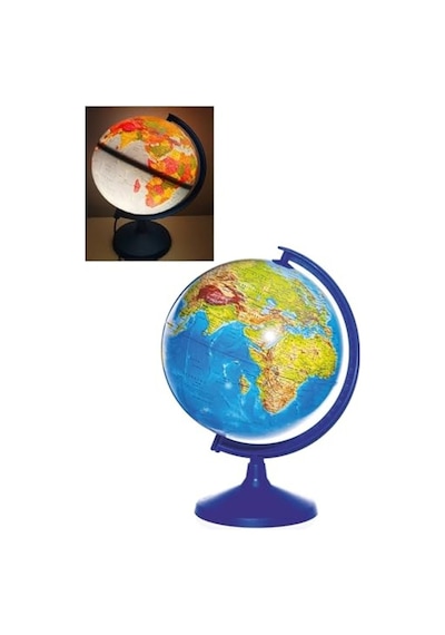 Işıklı Küre - 26 Cm - Hem Siyasi Hem Fiziki Dünya Küresi En Eğitici Yerküre Harita 1000 x 1500 CM