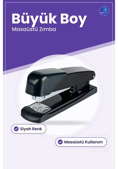 Zımba Makinesi Büyük Boy Siyah Masaüstü Kırtasiye Ofis Evrak Kağı
