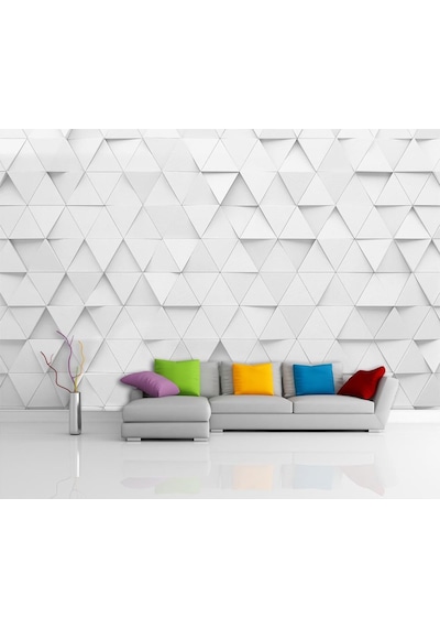 3 Boyutlu Geometrik Desenli Duvar Kağıdı (397446579)