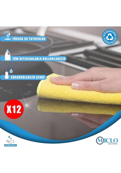 Mıclo Cleanıng / Mikrofiber Temizlik Bezi / Klasik Serii / 250 Gsm / Banyo, Mutfak Bezi / Bulaşık Kurulama Bezi / 4 Re Genel