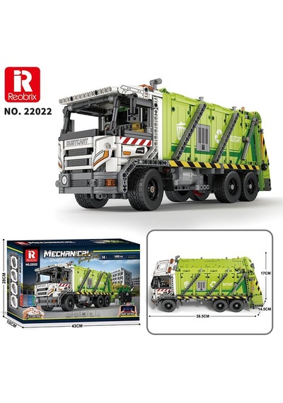 Reobrix Technic 22022 Çöp Toplama Kamyonu Garbage Truck Kumanda&motorlu Yaratıcı Yapı Blok Seti Building Blocks - 1468 Parça