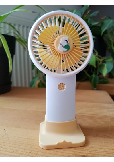 Şarjli Mini El Fanı Masa Fanı Soğutucu Masa Üstü Vantilatör Usb Stantlı Cep Telefonu Tutucu Sarı