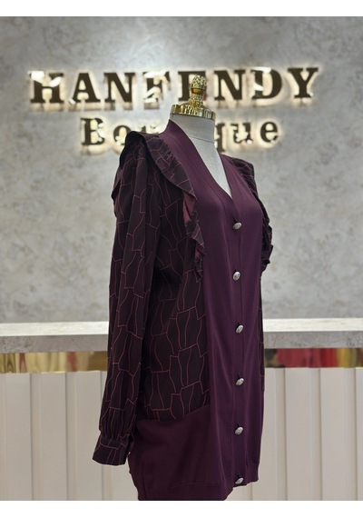 Nuss Ns-25y6051-b Bordo Renk Hırka Çok Renkli