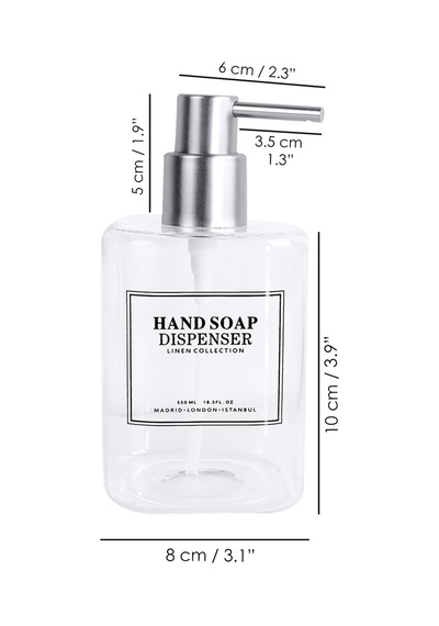 1 Adet Şeffaf Cam Sıvı Sabunluk - Banyo Mutfak El Sabunu Sıvı Sabun Şişesi 550 Ml Beyaz