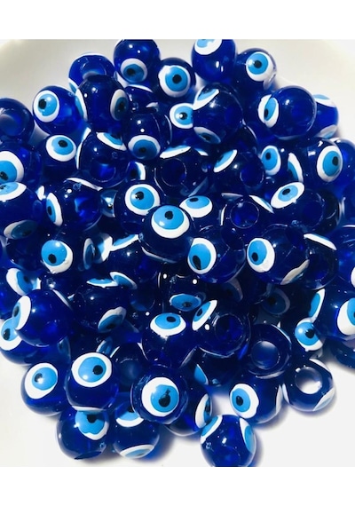 50 Adet Danagöz Nazar Boncuğu - 10 Mm - Geniş Delikli