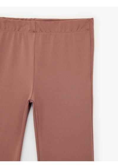 Koton Beli Lastikli Slim Fit İspanyol Paça Tayt Lila 7wkg40036ak