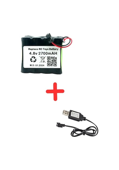 Eufy Rastar 4.8v 2700mah Oyuncak Araba Bataryası Siyah Soket+usb Şarj Cihazı