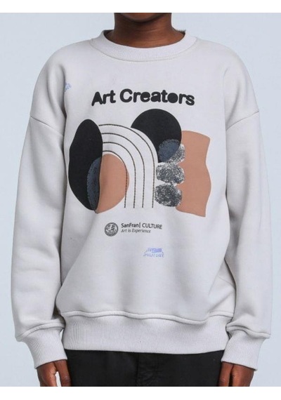 Jack Lions Erkek Çocuk Art Creators Yazılı İnce Şardonlu 2 İplik Sweatshirt-14256 Gri