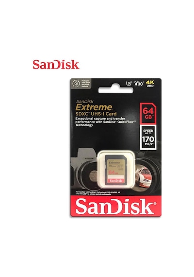 Sandisk Extreme SDSDXV2-064G-GNCIN 64 GB 70MB/s SD Hafıza Kartı