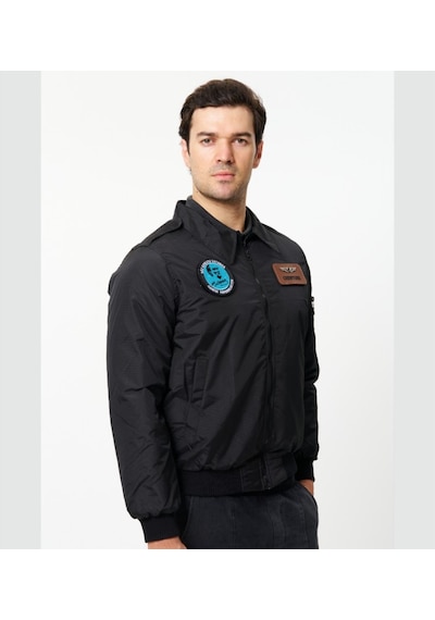 Crew Türk Syk88s Yakalı Pilot Montu Kumas Siyah