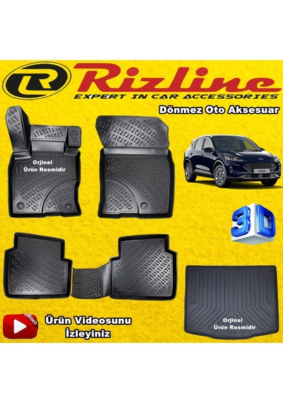 Ford Kuga 3D Havuzlu Paspas+Bagaj Havuzu 2020 Sonrası Rizline N11.15720