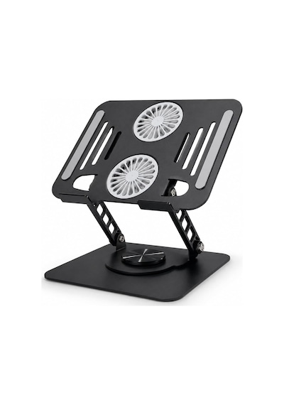 Lexroo Laptop Soğutucu Stand Çift Fanlı 360 Derece Döner Ayarlanabilir Notebook Yükseltici Metal