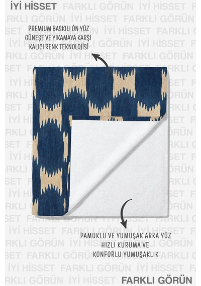 Geometrik Modern Lacivert Bej Plaj Havlusu - Minimalist Akdeniz Stil Hızlı Kuruyan Mikrofiber Havlu Yumuşak Kumul Geometrik Modern Lacivert Bej Plaj Havlusu - Minimalist Akdeniz Stil Hızlı Kuruyan Mikrofiber Havlu Yumuşak Kumul
