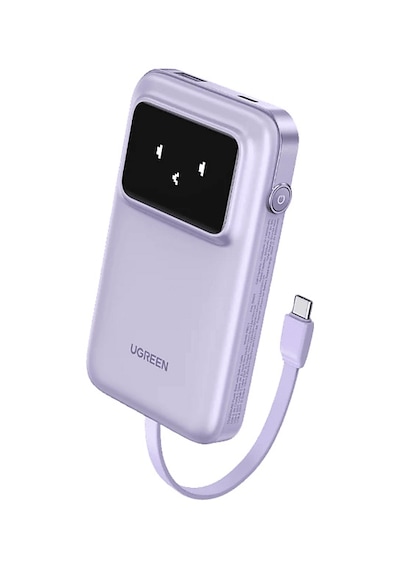 Ugreen 35604B Uno Dahili Kablolu 10.000 Mah 30W Hızlı Şarj Powerbank Mor