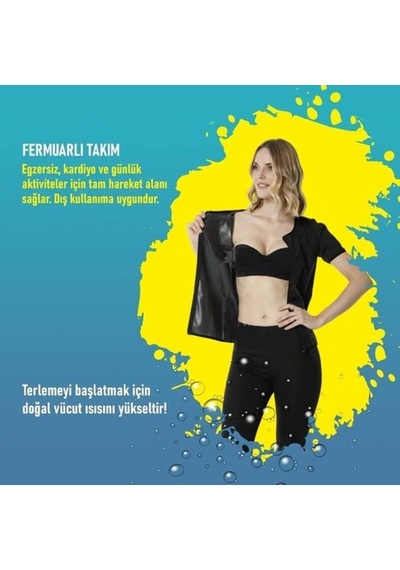 Termal Sauna Fermuarlı Kısa Kollu Sweat Sweet Sauna Pro Takım Çok Renkli