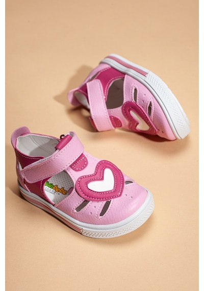 Şirin Bebe Ortopedik Kalpli Pembe Kız Bebe Ayakkabı-1141-pembe Pembe