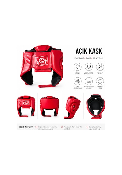 Boks-kick Boks-muay Thai Kırmızı Açık Kask Çok Renkli
