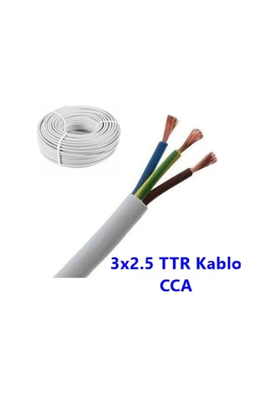 3X2.5 Cca Ttr Kablo Çok Telli Metre Seçenekli Tam Kesit Kablo