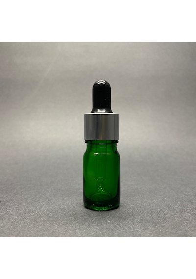 Cam Damlalıklı Şişe Gümüş Metal Kapak Yeşil 5 ML