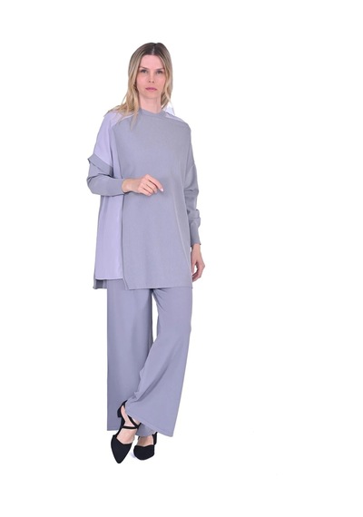 İnvee Körüklü Triko Tunik Gri 6250