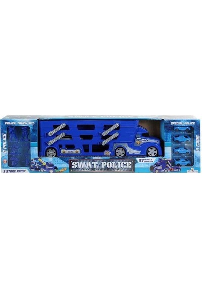 King Toys Arabalı Polis Aksesuarlı 3 Katlı Taşıyıcı Polis Tır Lal 1110