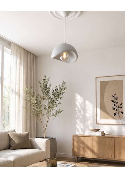 Solea Avize - Beton Görünümlü Özel Dokuya Sahip Sarkıt Modern Avize - Gri
