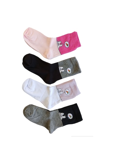 Butik Kız Çocuk 4 Adet Tavşan Figürlü Soket Çorap 5-6,7-8,11-12 Yaş