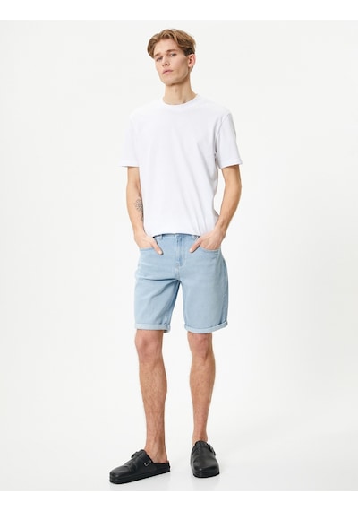 Koton Kot Şort Bermuda Slim Fit Katlı Paça Düğmeli Cep Detaylı Açık İndigo 4sam40091nd Açık İndigo Koton Kot Şort Bermuda Slim Fit Katlı Paça Düğmeli Cep Detaylı Açık İndigo 4sam40091nd Açık İndigo