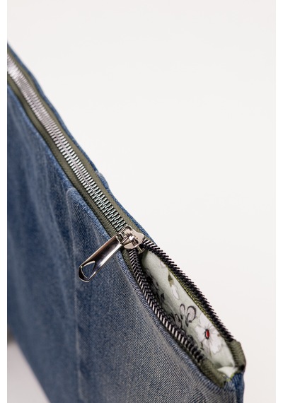 Fabric Craft Bag Portföy Kadın El Çantası Denim Kumaş Astarlı Fermuarlı 35x26 Cm Kot