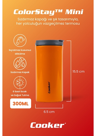 Cooker Colorstay Mini 300 Ml Paslanmaz Çelik Bardak Termos Ckr2101