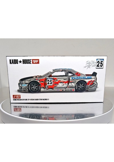 Mini Gt Kaido House Nissan Skyline Gt-r R34 Kaido Star Racing V1 Khmg197 1/64 Model Araba