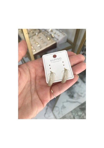 Taşlı Halka Model Küpe Kararmaz Altın