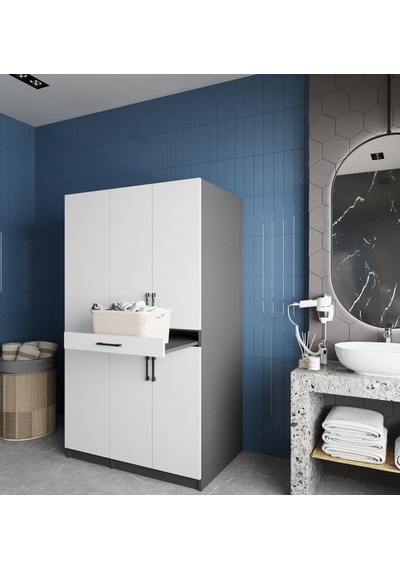 Tina Çamaşır Ve Kurutma Makinesi Dolabı Banyo Dolabı Füme Beyaz Antrasit Beyaz Tina Çamaşır Ve Kurutma Makinesi Dolabı Banyo Dolabı Füme Beyaz Antrasit Beyaz