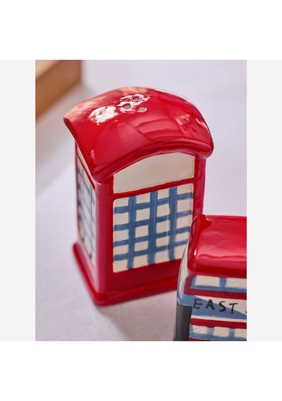 London Kırmızı Stoneware Tuzluk Ve Biberlik 12,5x5,5x9 Cm