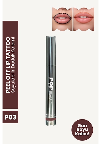 Pop Beauty Soyulabilir Dudak Kalemi Peel-off Lip Tattoo P03 Kahverengi