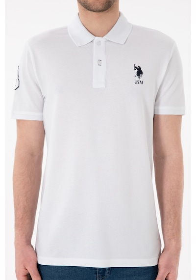 U.S. Polo Assn. Erkek Slim Fit Polo Yaka Beyaz Basic Tişört 50305929-VR013