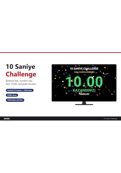 Sanec Dijital Kronometre & Zamanlayıcı 19" Hdmı Ekranlı 10 Saniye Challenge Ve Durdurma Oyunu Sistemi