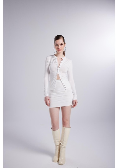 Holly Lolly Çıtçıtlı Uzun Kollu Anna Bluz Beyaz